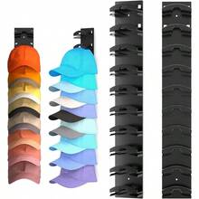 SDGDDG 2 Pack Hat Organizer For Baseball Caps, Hat Rack For Wall With Strong Adhesive, Hold Up To 20 Hats, Hat Rack For Door Closet, Multi-Tier Hat Organizer, Two Mounting Options (White) - Black - View 2