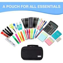 Estuche,VASCHY Estuches Lápices Papelería con Compartimento para Colegio Oficina Trabajo - Dinosaurio Rosa - Ver 6