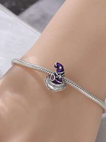 1 件镀银饰品 饰品 可爱饰品 串珠安全链 万圣节系列设计 女巫南瓜灯骷髅女巫帽饰品 适用于手链链 手工制作 DIY 设计 适合日常节日女士珠宝配饰 - 彩色 - 查看 6