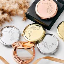 个性化口袋镜，饰有生日花卉图案 – 可定制姓名的迷你化妆镜 – 新娘送礼佳品，便携式可折叠双面化妆镜，单身派对礼物，送给她的生日礼物，化妆镜，女孩补妆镜，旅行收纳盒 - 多色-1 - 查看 3
