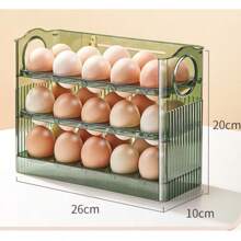 1PC自动翻盖鸡蛋收纳盒冰箱侧门储物架厨房专用鸡蛋托收纳工具冷冻饺子盒水果收纳盒塑料储物盒