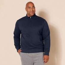 Men's Long-Sleeve Quarter-Zip Pullover Fleece Sweatshirt, Style - 海軍 - 查看 5