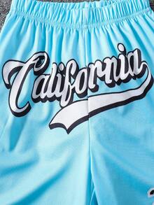 Bộ 3 quần short thể thao thoáng khí, nhanh khô dành cho bé trai tuổi teen, in chữ "Los Angeles, California, Chicago", thích hợp cho mùa xuân/hè. - Nhiều màu - Xem 4