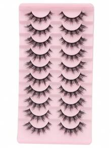 10 Pairs Of Natural Looking False Eyelashes Soft And Fluffy Eyelashes 3D Curling Eyelash Extension Tool Reusable Natural Eyelash Pairs Suitable For Everyday Outings, Dates, And Party Use - 濃密款 - 查看 6