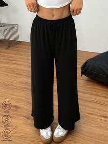1PC Women's Casual Drawstring Wide Leg Pants Women's Loose Fit Straight Leg Drawstring Jogger Pants For Daily Wear Hiking Travel Trekking Running Cycling