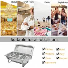 Chafing Dish Buffet Set 2 Pack: 5QT Stainless Steel Chafing Dishes With Stainless Lid & Lid Holder, Quadrate Food Warmers For Parties, Events, Wedding-White - 1/3 2 gói - Xem 10