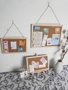 1 pieza Pizarra pequeña de madera, Pizarra colgante de doble cara de moda, Pizarra de publicidad escrita a mano DIY, Tablero de corcho suave con marco de madera de roble, Decoración para oficina y hogar, Tablero de mensajes o visión para el hogar y la escuela - Marrón - Ver 8