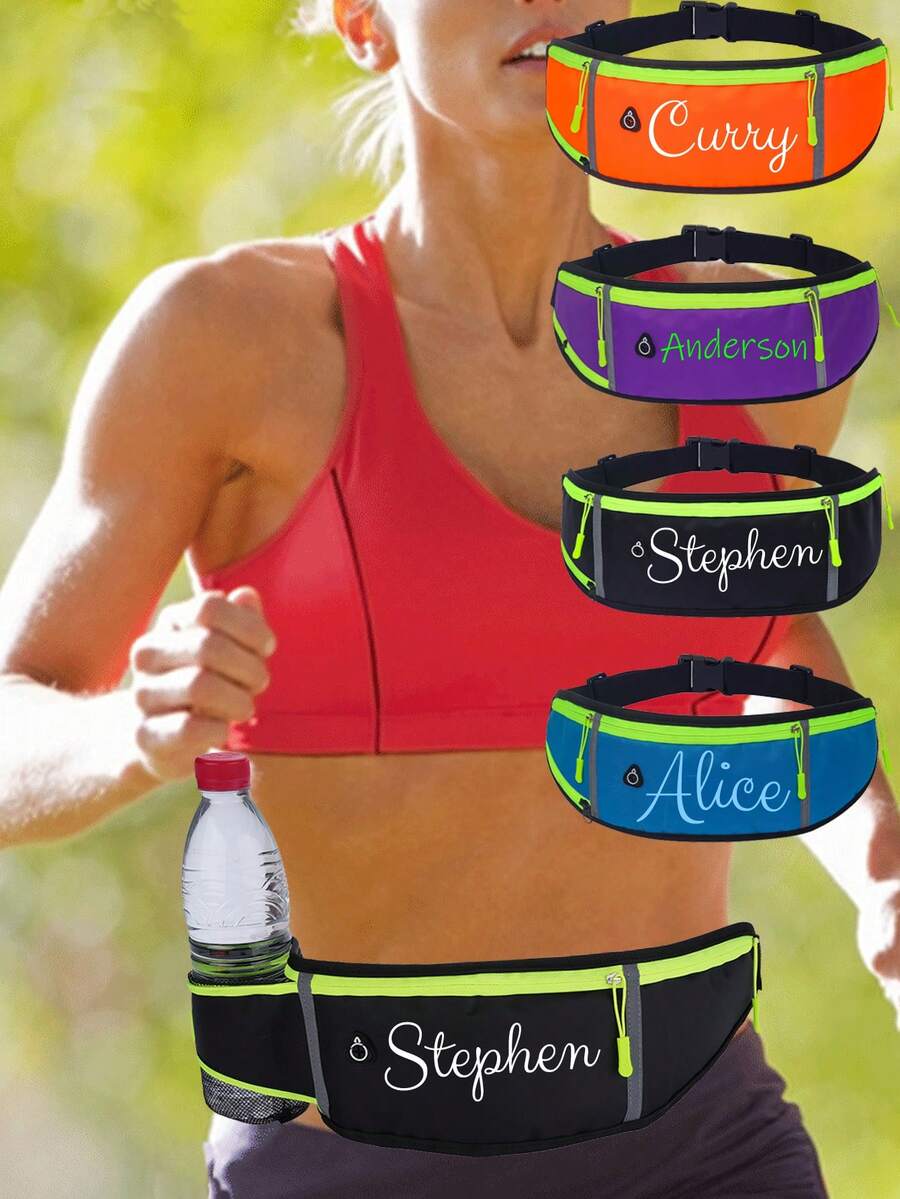 1pc Customized Name: Men's And Women's Running Waist Bag, Outdoor Sports Phone Bag, Multi Functional Waterproof, Ultra Thin, Close Fitting Cycling Bag, Water Bottle Bag