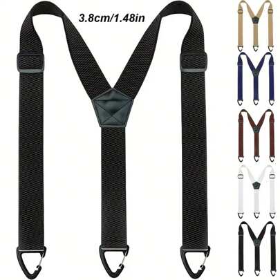 1pc Men's 3.8cm Outdoor Hiking Corn Texture Elastic Suspender Braces Autumn-Winter Accessories Halloween Costume,Suitable For Teens, Youth,Men,Casual, Outdoor, Athletic, Vacation, Graduation Gifts, Birthday, Daily Wear