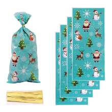 50pcs Christmas Element Printed OPP Gift Packaging Bags, Snack Candy Flat Pouch, Bakery Cookies Sealing Bags With Twist Ties Christmas Christmas Decorations Christmas Pajamas Christmas Gifts Christmas Decor - Multicolor - View 6
