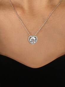 1件心形1.0克拉莫桑石钻石项链 S925纯银结婚项链 订婚项链 奢华珠宝 女士周年纪念礼物 - 心形莫桑項鍊 - 查看 5