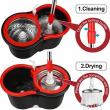 Colorful 360 °   Spin Mop And Bucket Set With 3 Microfiber Refills 61in Stainless Steel Adjustable Extendable Pole Plastic Bucket General Cleaning2025