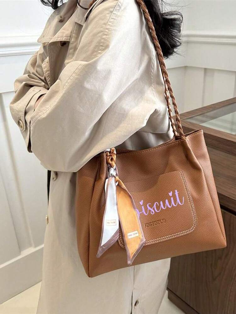 Borsa tote in tela con iniziale personalizzata, adatta per