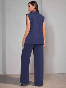 A&DD MODA, REF: AS1347, Women's Vest, Women's Set, Suit Vest, Casual, Tailoring, Elegant Look, Formal Style, Versatile Piece, Modern, Sophisticated, Women's Fashion, Formal Women's Clothing, Casual Chic Set, Tailored Vest, Blogger Style, High Quality. - 藏蓝色 - 查看 2