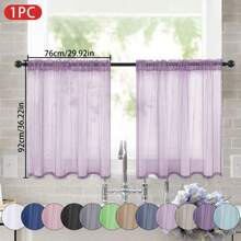 1 pièce Rideau transparent de couleur unie, rideau de fenêtre transparent à moitié, rideau filtrant de poche de tige pour ombrage. Convient pour la décoration de la cuisine, de la salle de bain et du café. Rideau de voile