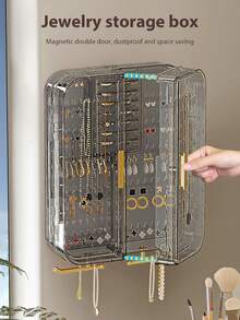 1PC Wall-Mounted Multi-Functional Jewelry Storage Box For Earrings, Jewelry Organizer,Necklaces-Spacious, Exquisite Design, Stylish Wall Decor - Multicolor - View 3