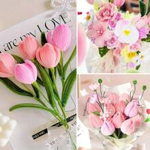 100/783pcs Pink Fuzzy Tulip Poppy Flower Set - Perfect For Valentine's Day, Mother's Day, Christmas, New Year, Holidays, Beginner Fuzzy Flower Stem Set, Home Decor Crafting Kit - Multicolor - View 8