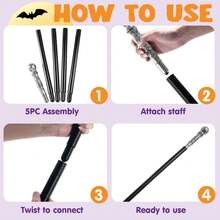 Spooktacular Creations - Disfraz de bastón de senderismo, accesorios clásico para fiesta de Halloween, disfraz de juego de simulación de Halloween, vestido de Halloween - Plateado - Ver 9