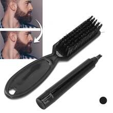 Lápiz de barba impermeable, resistente al sudor, para bigote, con cepillo de limpieza de larga duración, kit de relleno, impermeable, de cobertura duradera y acabado natural para barba, bigote y cejas, micropunta para una aplicación suave, cepillo de cerdas incluido, accesorios de barbería - 1 - Ver 1