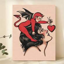 1 PIEZA "Raro" El amor es malo "Póster de arte en lienzo con diseño de tatuaje, adecuado para sala de estar, dormitorio, oficina en casa, diseño retro y moderno de dibujos animados - Multicolor B - Ver 12