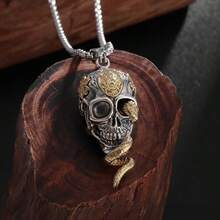 Unique Gothic Serpentine Skull Pendant Necklace - Fashion Street Style Unisex Accessories - The Perfect Everyday Accessory Gift - Vàng - Xem 5