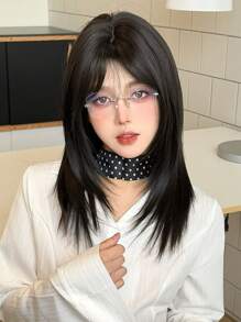 22 Inch Black Layered Wigs Synthetic Heat Resistant Wigs For Women Daily Wear Natural Daily Hair - Black - View 3