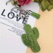 Ladies Desert Flower Cactus Keychain - Durable Bag Accessories - Handbags Backpacks Wallet Decoration - Fashion Keychain - 綠色 - 查看 4