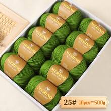 500g 精细 212 美利奴羊毛和羊驼毛线，手工编织 DIY 材料，适用于男女秋冬季毛衣、围巾、帽子和保暖服装。1 个大包装，10 个球/包 - 彩色 - 查看 34