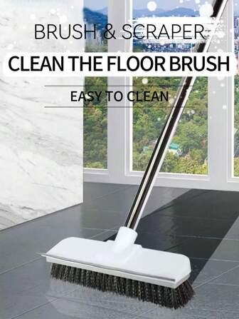 1 件（2 合 1）长柄硬毛地板刷，适用于深度清洁甲板、浴室、浴缸、瓷砖、灌浆、厨房、泳池、露台、车库 - 灰色 - 适合房主和清洁爱好者 - 重型清洁的理想选择