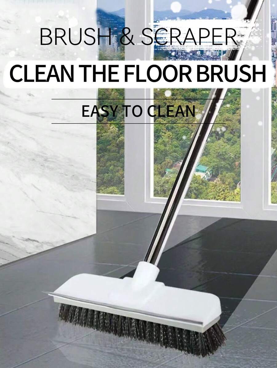 1 件（2 合 1）长柄硬毛地板刷，适用于深度清洁甲板、浴室、浴缸、瓷砖、灌浆、厨房、泳池、露台、车库 - 灰色 - 适合房主和清洁爱好者 - 重型清洁的理想选择