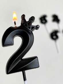 Black Shell Crown Numeric Birthday Anniversary Theme Party Cake Decorative Candles