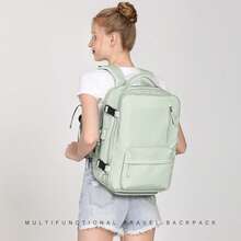 43x30x20cm Large Capacity Multifunctional Backpack, With Shoe Compartment, Dry And Wet Separation, Computer Compartment, USB Charging, Versatile Energy Five Colors, Travel Essential, Convenient Waterproof Large Capacity Backpack, Multifunctional Storage, Suitable For Commuting And Travel, Essential Large Capacity Backpack, Business Trips, Commuting, Travel Easy Storage, Simple And Stylish, Suitable For Short And Long Distance Travel, Vacation, Going Abroad, Visiting Relatives, Sports, Outdoor, Meet Your Travel Needs - Green - View 7