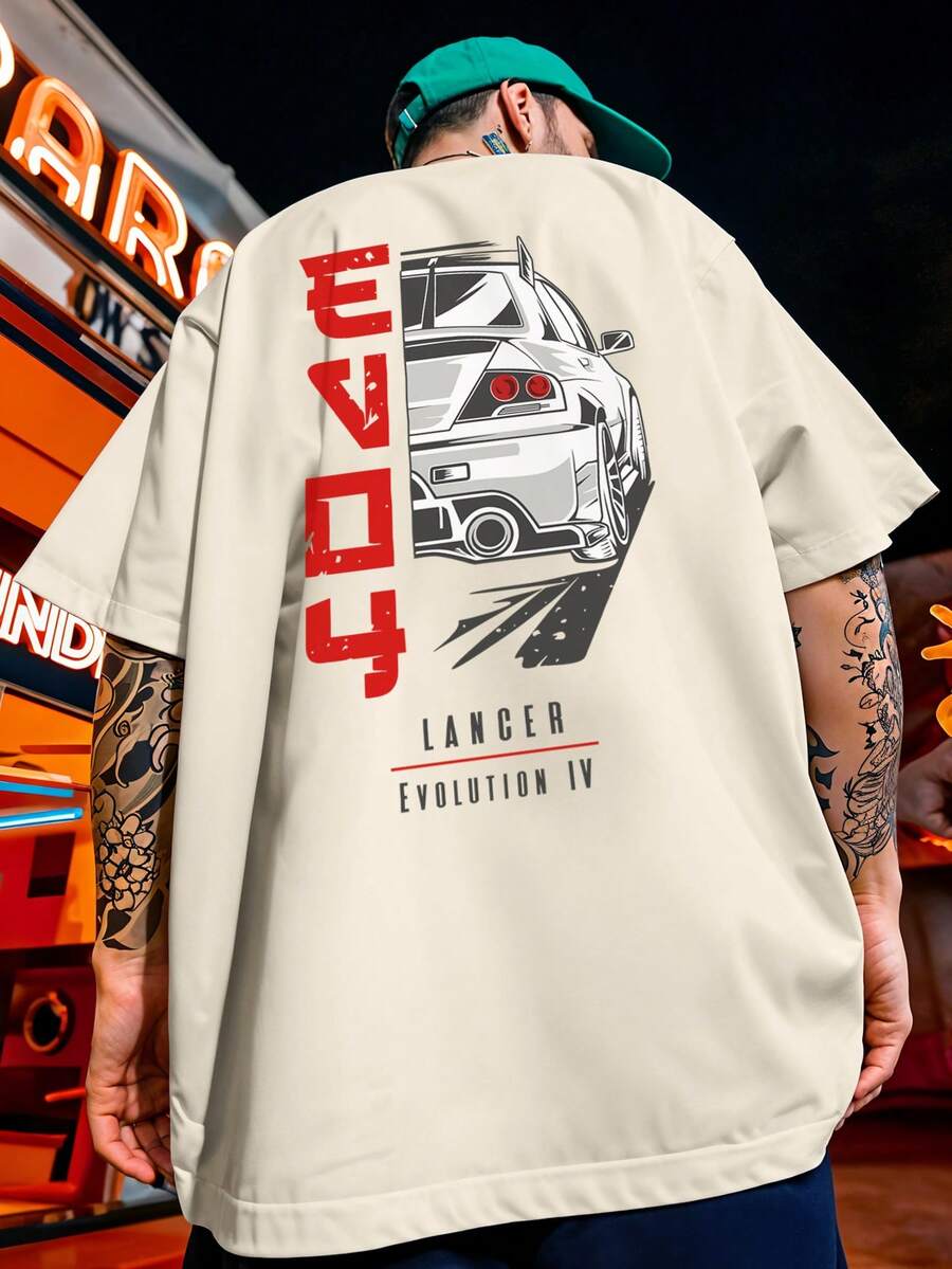 Oversized Streetwear T-Shirt JDM EVO 4 Lancer Evolution Tunada REF 7251 VEST NERD - 卡其色 - 查看 1