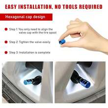 New-  8 PCS Car Tire Vae Stem Caps, Aluminum Alloy Wheel Vae Covers  Rubber O-Ring, Corrosion Ristant Leak-Proof Tire Air Cap T, Universal For SUV, Truck, Motorcycle, Bike (Light Blue)