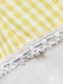 Bộ đồ 2 mảnh Yuwenier Y2K thanh lịch gồm áo hai dây thắt nơ phía trước và váy ôm eo cạp thấp có dây rút, viền ren, thích hợp cho ngày Valentine, lễ hội âm nhạc, dã ngoại mùa xuân/hè và các buổi hẹn hò. - Màu vàng - Xem 5