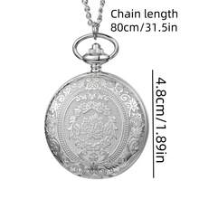 1 Stück Herren Quarz Taschenuhr, silber-kupferfarben, klassisch-Lässig vintage rund graviert mit Kette, geeignet für den täglichen Gebrauch von Männern, Outdoor-Sport, Urlaubsgeschenk