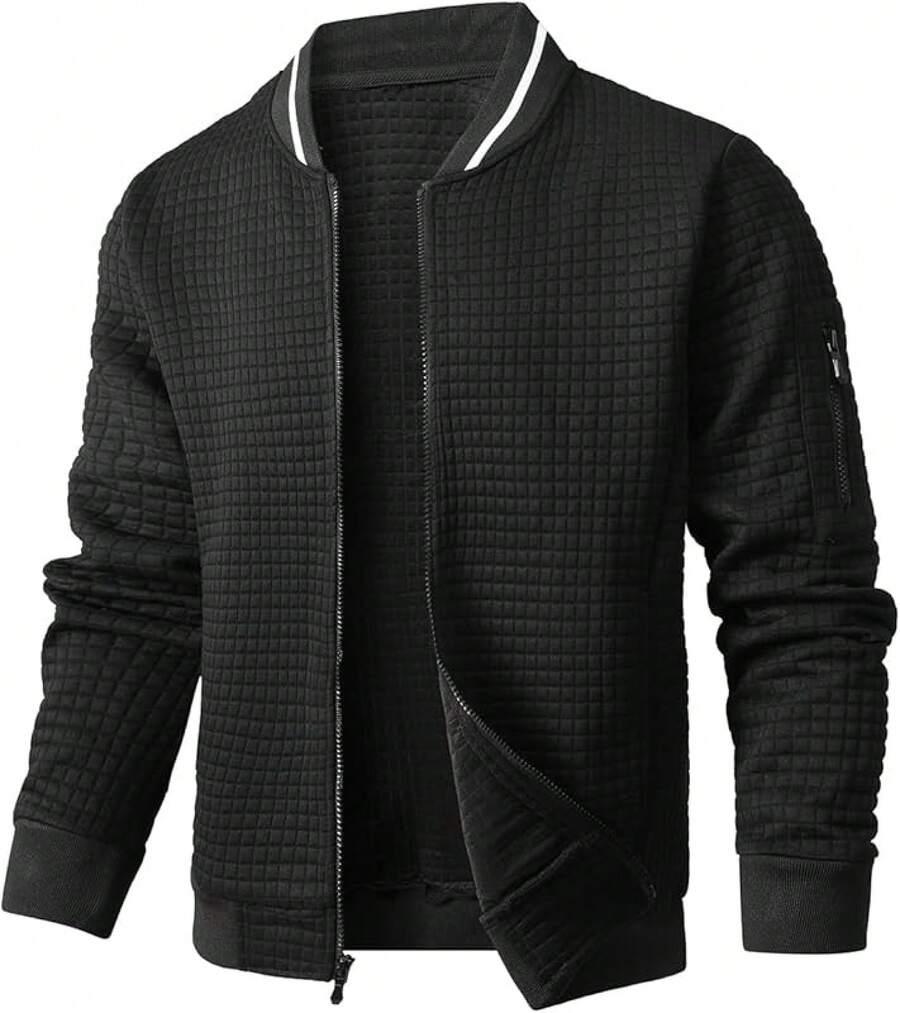 Mens Casual Lightweight CoatChristmas MQ4K - 黑色 - 查看 1