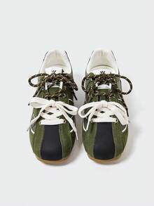 MASKERT 女士休闲鞋，女士复古平底鞋，轻便系带运动鞋，女士柔软舒适休闲鞋，百搭运动鞋 - 綠色 - 查看 5