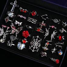 10/20 件/包复古朋克风格猫头鹰和蛇戒指，时尚动物形状手指首饰，节日派对配饰礼物 - 紅蝴蝶龐克風尾戒 - 查看 32