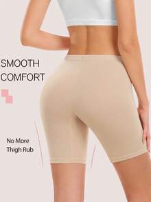1pc Women's High Waist Comfortable Sports Yoga Shorts, High Elasticity Smooth Triangle Shorts, Fitness Workout Shorts - Apricot - View 6