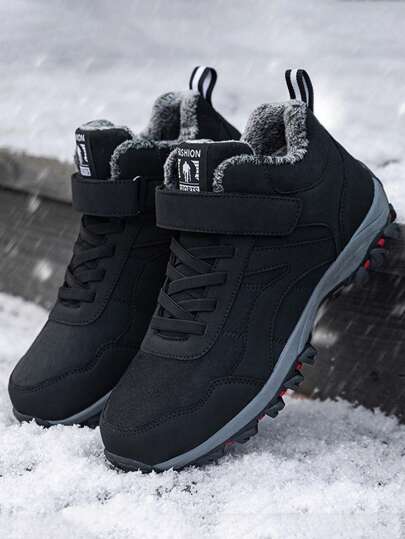 2025 New Winter Designer Men's Snow Boots Hook Loop Keep Warm Lace Up Outdoor Hiking Boots Men Anti Slip Wear-Resistant Sole Lightweight Plain Men Ankle Boots Trekking Soft Comfortable Sneakers Festivals Gift‌ Work Shoes For Men Essential Winter Attire,Please Choose One Size Up