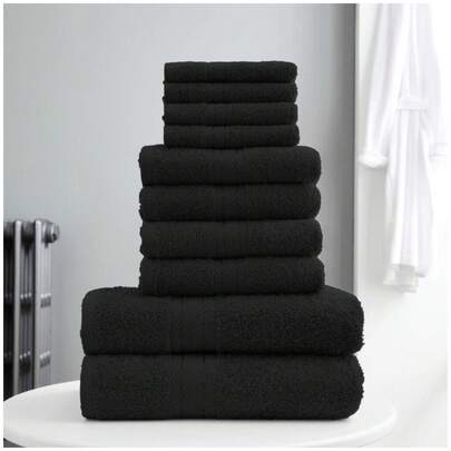  VELVETIO Ultra Soft Toronto Towel Bale Set 10pc 100% Egyptian Cotton Lightweight Easy Care Highly Water Absorbent Towels