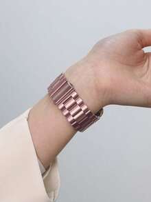 1 件玫瑰金不锈钢可调节 表带，兼容 Ultra/Series 3/2/1/SE/S10/S9/S8/S7/S6/S5/S4/S3/S2/S1，38mm/40mm/41mm/42mm/44mm/45mm/49mm/46mm（不含手表），时尚优雅的女士智能手表表带 - 淺粉色 - 查看 7