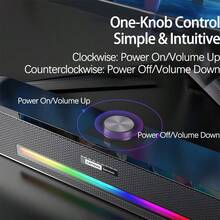 Lenovo Wired Subwoofer Speaker, Powerful Bass, Stereo, One-Key Mode Switch, Luminous Touch Buttons, Gaming Atmosphere Device, Black Wired Non-Illuminated - Black Wired Matte - View 2