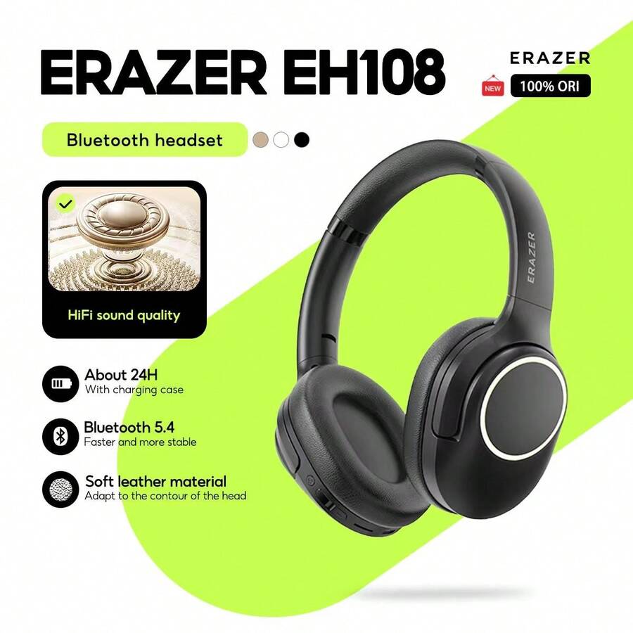 Lenovo 联想 Erazer Earbuds EH108 无线蓝牙 5.4 可折叠耳机 便携式耳机 运动游戏 长续航 带麦克风