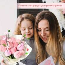 100/783pcs Pink Fuzzy Tulip Poppy Flower Set - Perfect For Valentine's Day, Mother's Day, Christmas, New Year, Holidays, Beginner Fuzzy Flower Stem Set, Home Decor Crafting Kit - Multicolor - View 9