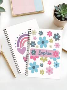 Personalized Notebook- Custom Text Notebook- Custom Logo Book- Custom Book With Own Text.Personalized Kraft Spiral Notebook. Custom Text Wire Notepad. Custom Blank Book. Name, Initials Journal. Large Left Bound Spiral Notebook - Multicolor - View 3