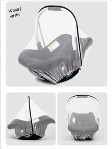 1pc Baby Bassinet Universal Mosquito Net, Breathable Mesh Canopy For Cradle, Stroller, Crib, Convenient Carry Bag, White, All Season - White - View 3