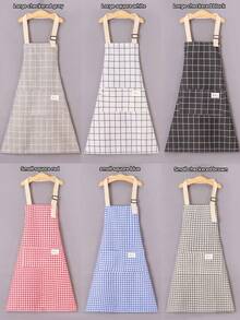 1pc Professional Linen Apron, Suitable For Restaurants, Cafes, Waiters, Home Kitchens, Etc. Universal Protective Apron - For Home And Commercial Kitchens, Fashionable And Elegant Design With Pockets. Exquisite Money Tree Plaid Pattern Showcases Quality Lifestyle. Durable And Sturdy Material. Adjustable Straps To Fit Different Body Types. Suitable For Home Cooking Or Professional Chefs To Showcase Graceful Aesthetics. - Multicolor - View 2