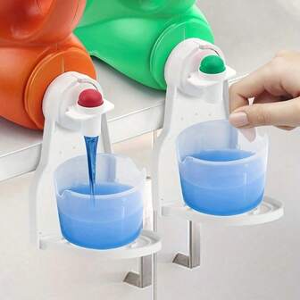 1PC Plastic Laundry Detergent Cup Holder With Drip Tray - No Electricity Required Soap Dispenser Laundry Detergent Cup Holder With Drip Tray And Soap Dispenser - Anti Spill Design, A Must Have For Home, RV Bathroom, Hotel